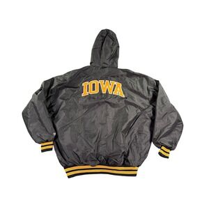 Vintage DeLONG Windbreaker Pullover Mens 2XL Black Iowa Hawkeyes NCAA Quarter